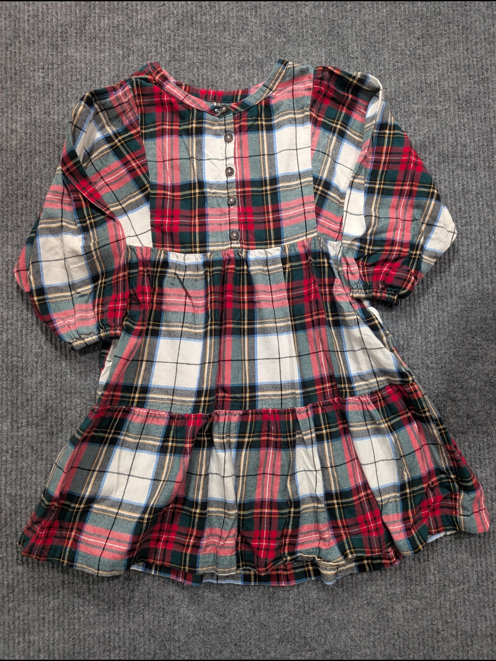 Old Navy Red and Green Plaid Button-Front Shirt Dress